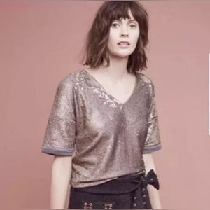 Anthropologie Deletta Sequin Tee Size XS